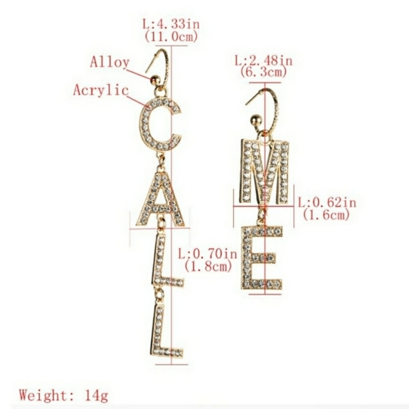 ❤IN STOCK ❤ Rhinestone CALL ME Dangle Earrings - Picture 4 of 4
